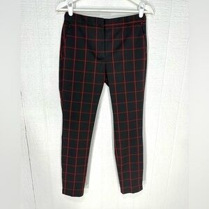 Zara windowpane grid black red pants size S